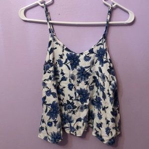 Super cute blue and white tank top